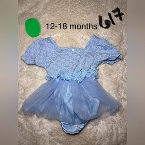 Charming Blue Baby Dress with Floral Details